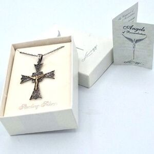 Lavaggi Angelic Filigree Cross Pendant Necklace Angel Of Reconciliation 925
